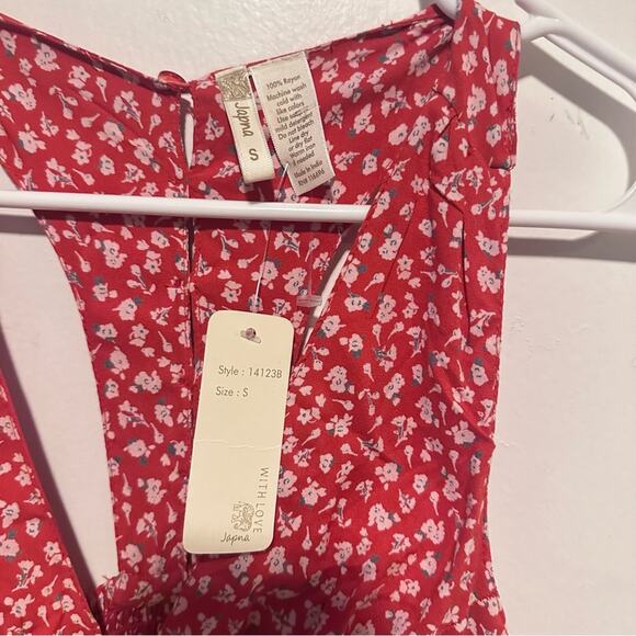 NWT JAPNA Red Floral racerback mini dress size Small Coastal ,boho, romantic - Picture 5 of 8